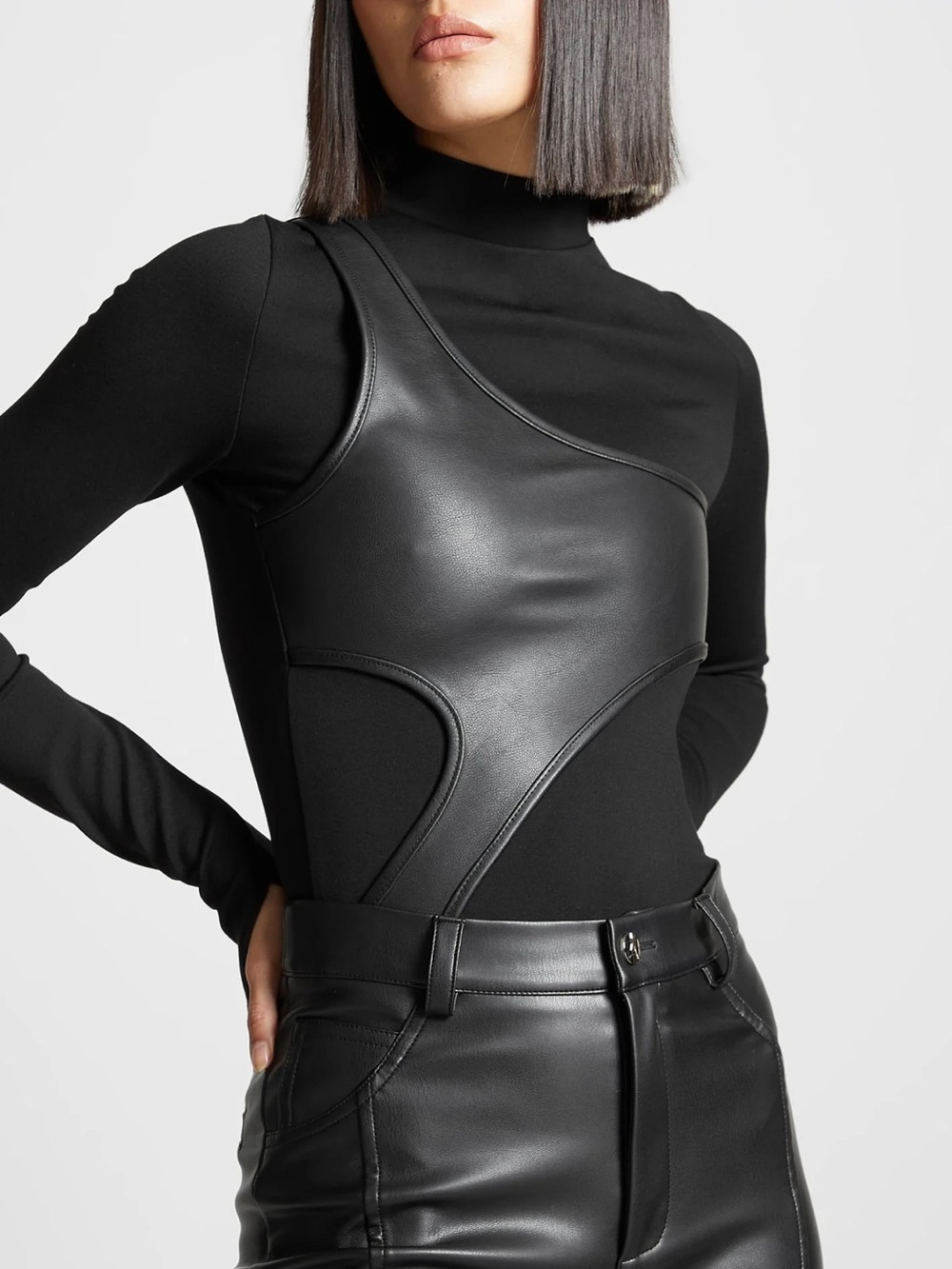 Manière De Voir Black Zip-Neck Bodysuit